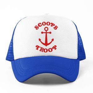 🆕Scoops Troop Blue White 2-Tone Foam Trucker Hat Mesh Snapback Cap